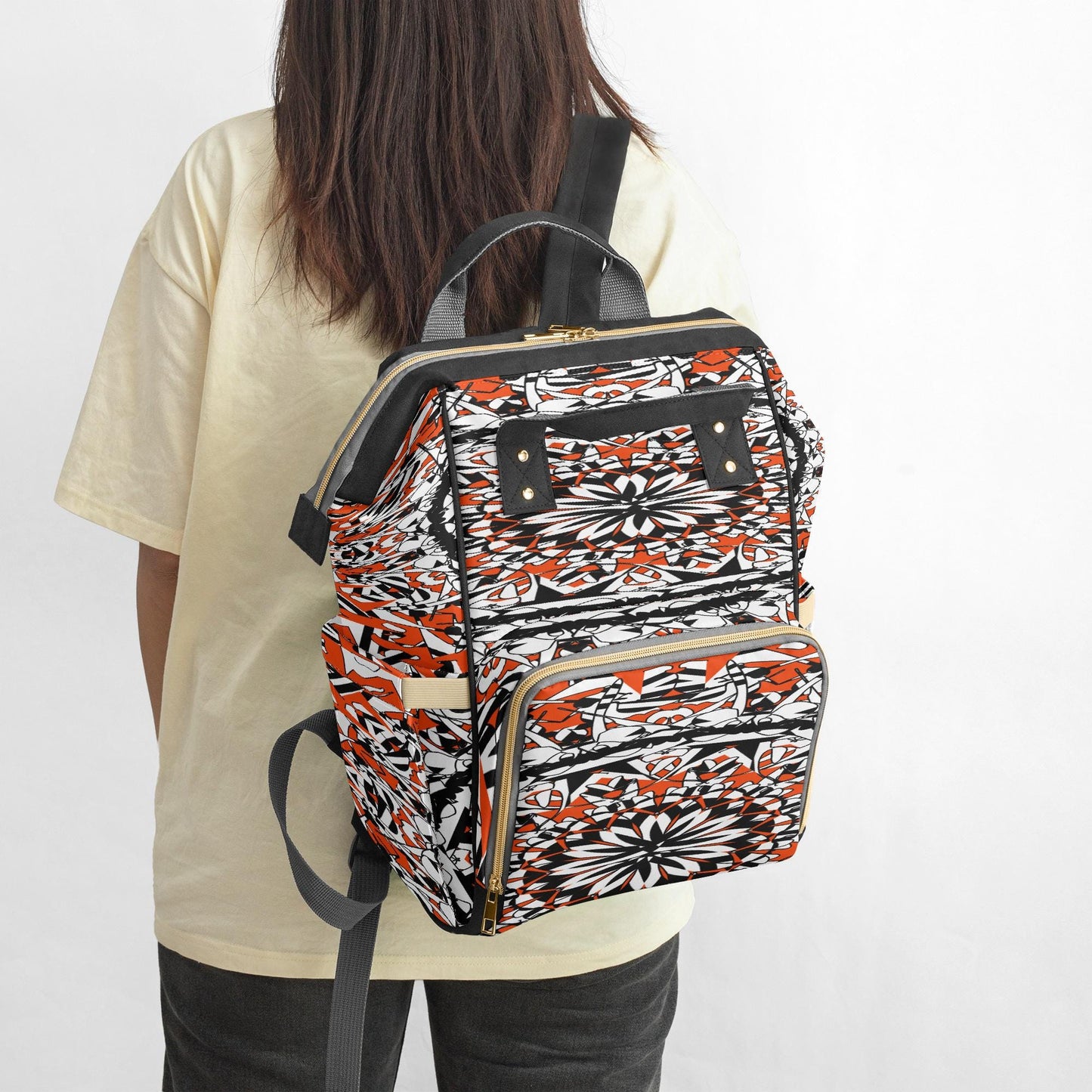 Flower Bloom In Orange Baby Momaz Diaper Backpack