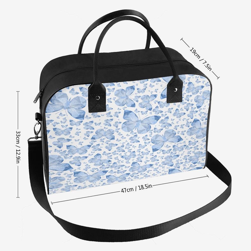 Blue Butterflies Large Travel Handbag