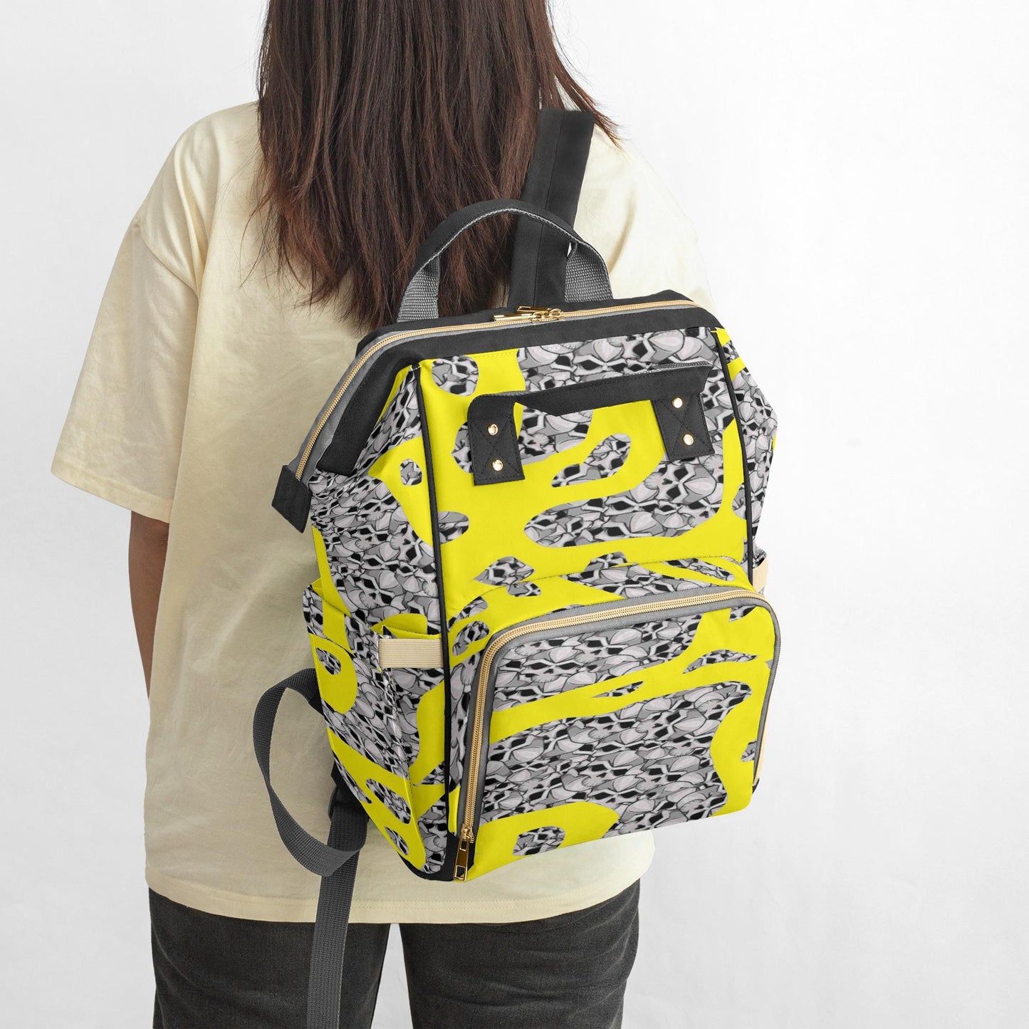 Skulls In Yellow Baby Momaz Diaper Backpack