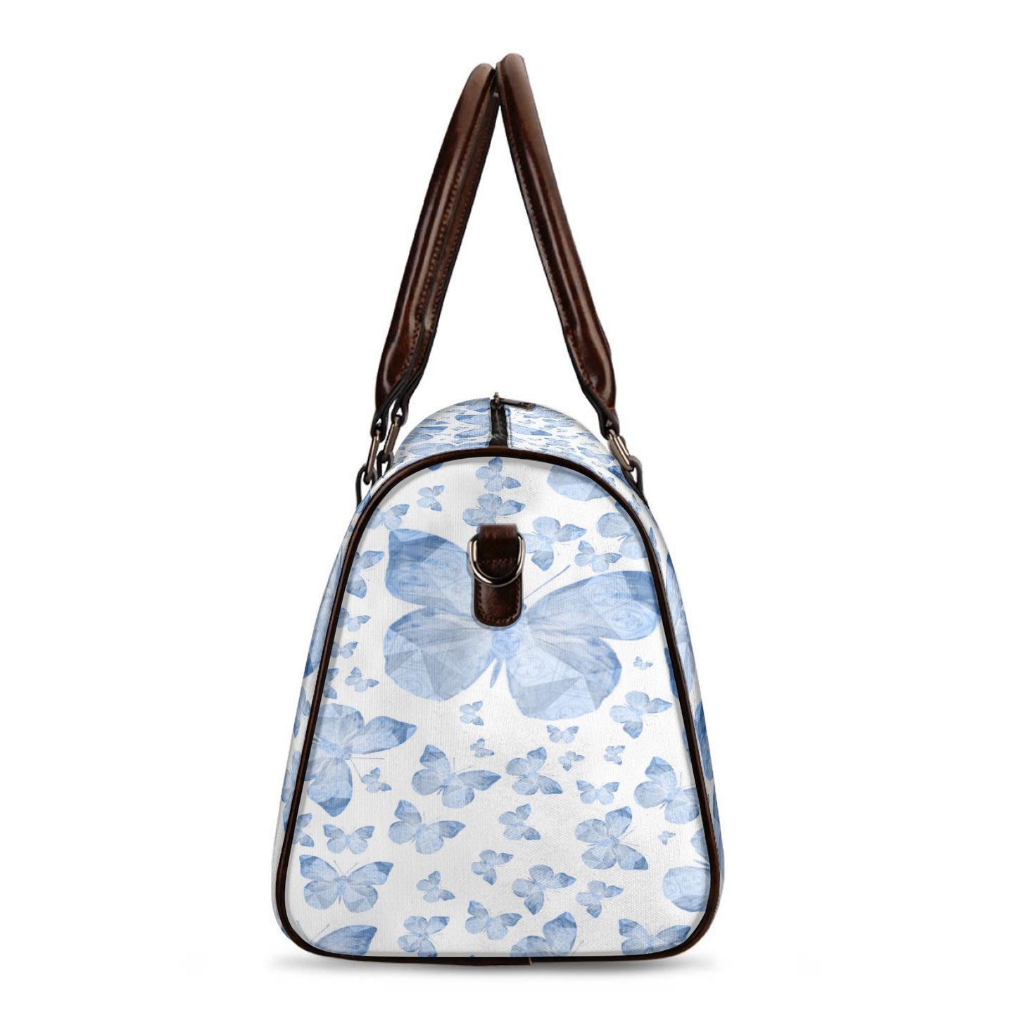 Blue Butterflies In White Duffle Bag