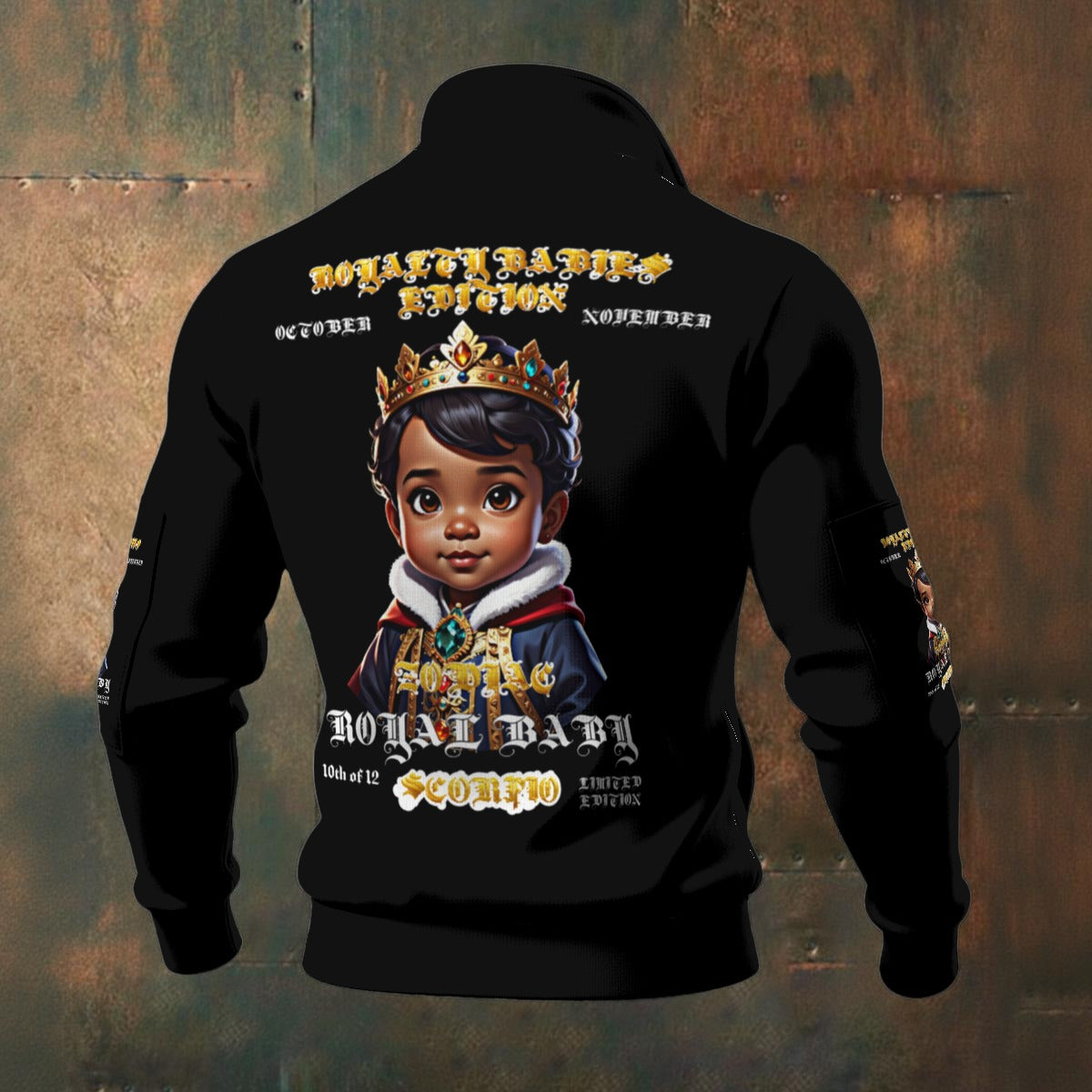 ZODIAC- SCORPIO ROYALTY BABIES EDITION All-Over Print Men's Thick Knit Fleece Jacket