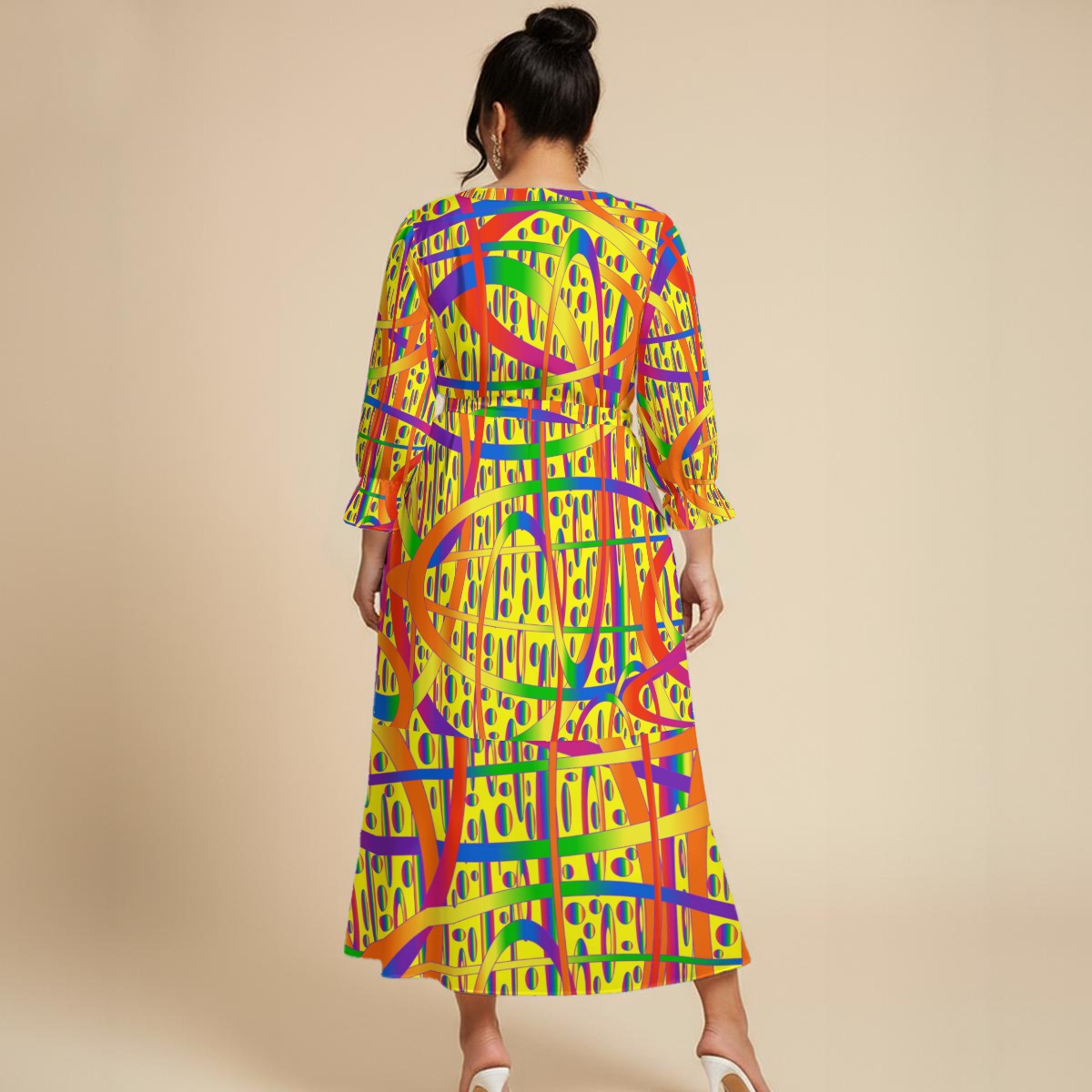 Festive Confetti All-Over Print Women’s Maxi Dress|Plus Size