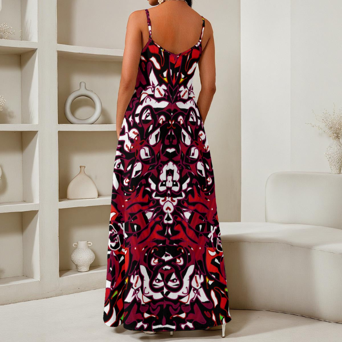Tribal All-Over Print Women's Elegant V-Neck Maxi Dress