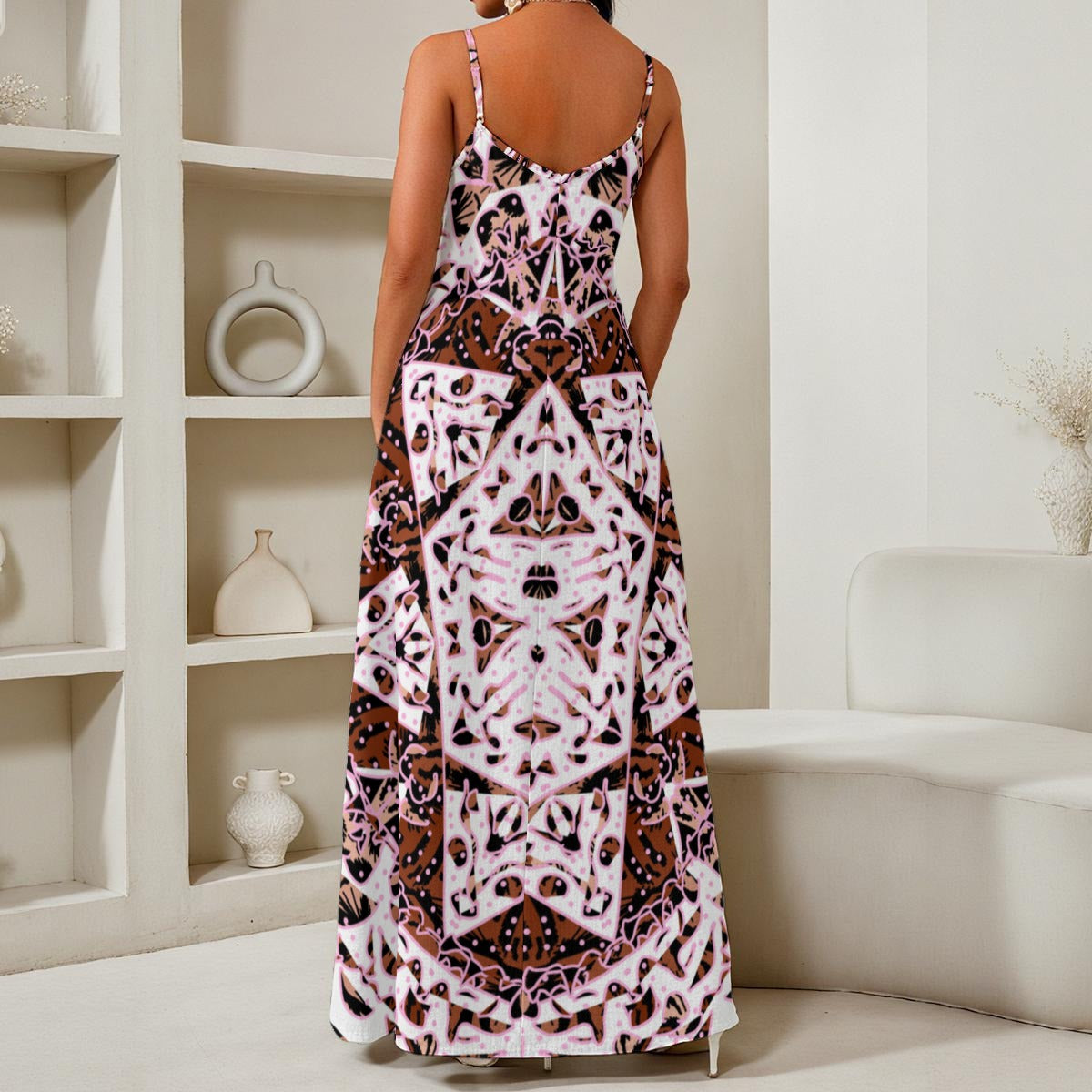 Tribal All-Over Print Women's Elegant V-Neck Maxi Dress