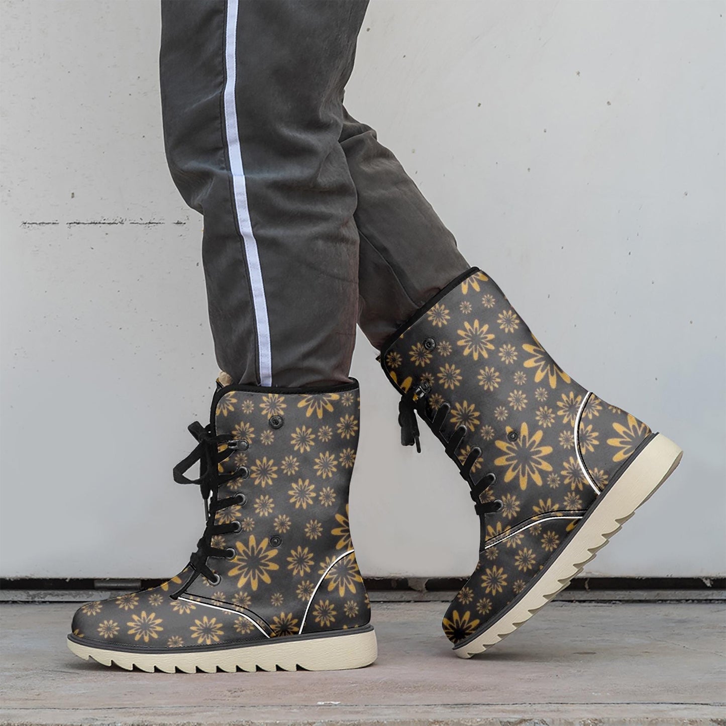 Flower Boomtelyah Cotton-pad Fur Lining Boots