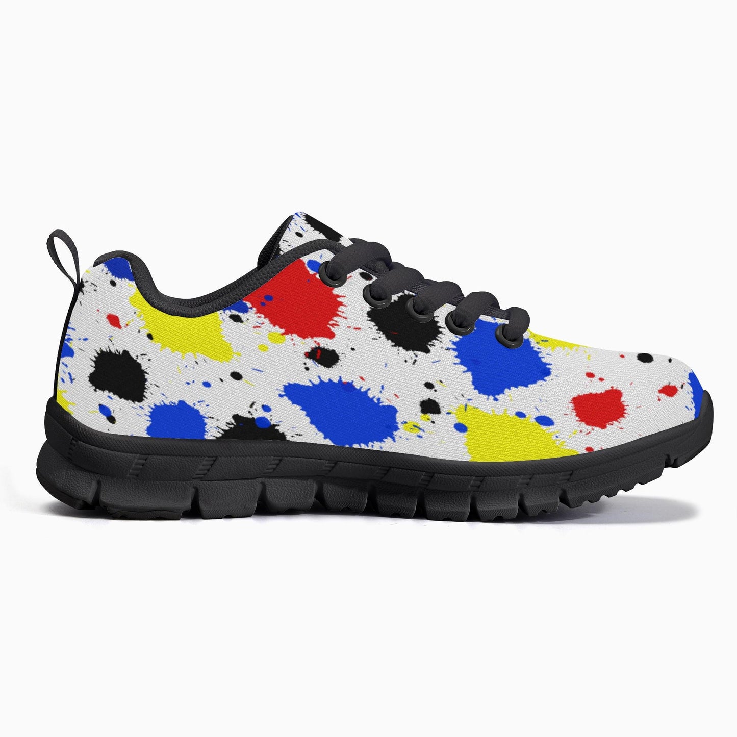 Paint Drip Lightweight Kids Mesh Sneakers - Black