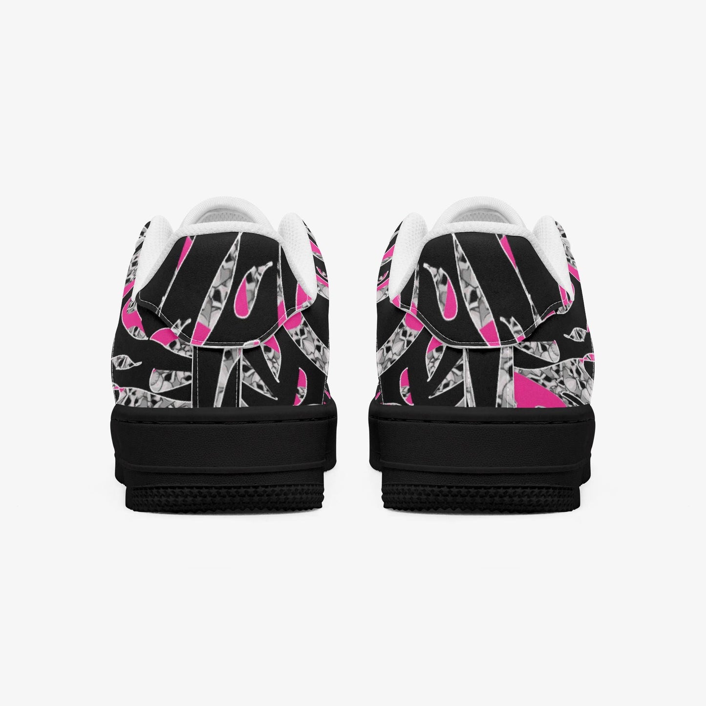 Skullfetti Low-Top Leather Sports Sneakers - Black Sole