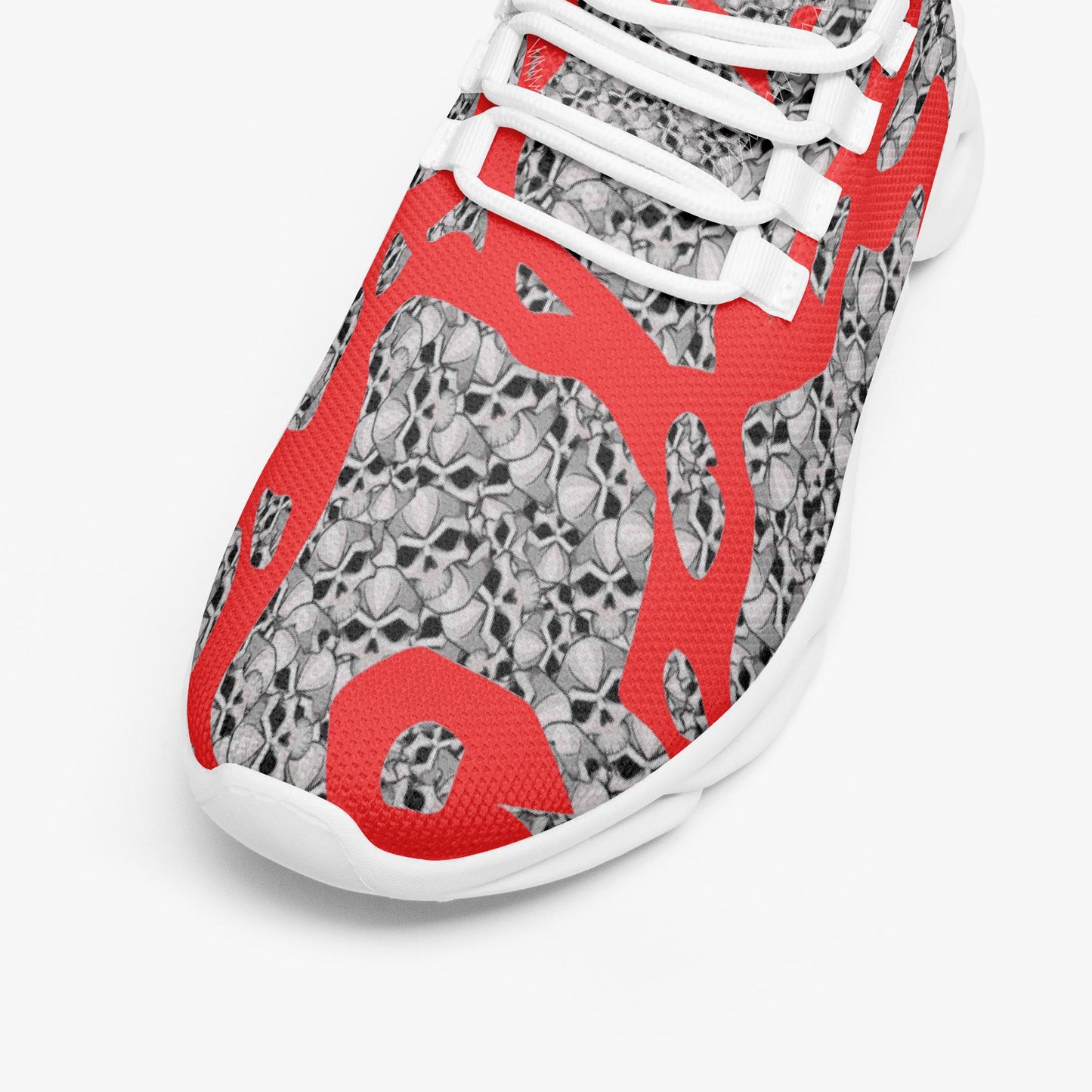 Skulls In Red Bounce Mesh Knit Sneakers - White