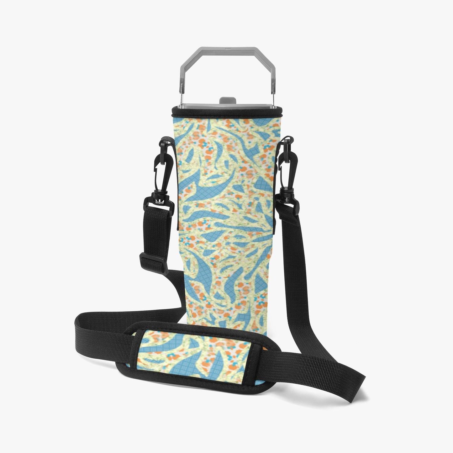 Green & Blue Lava Tumbler Sleeve with Phone Holder