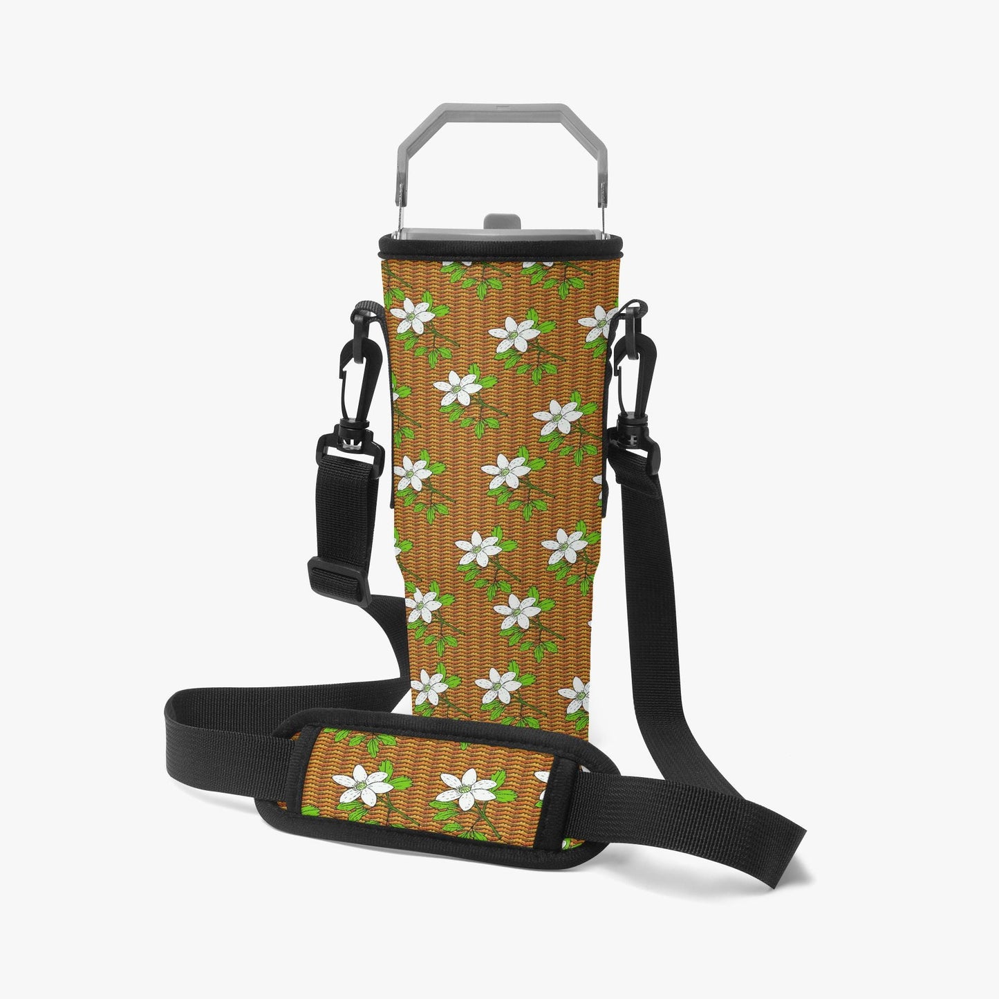 Floral In Plaid Tumbler Sleeve with Phone Holder