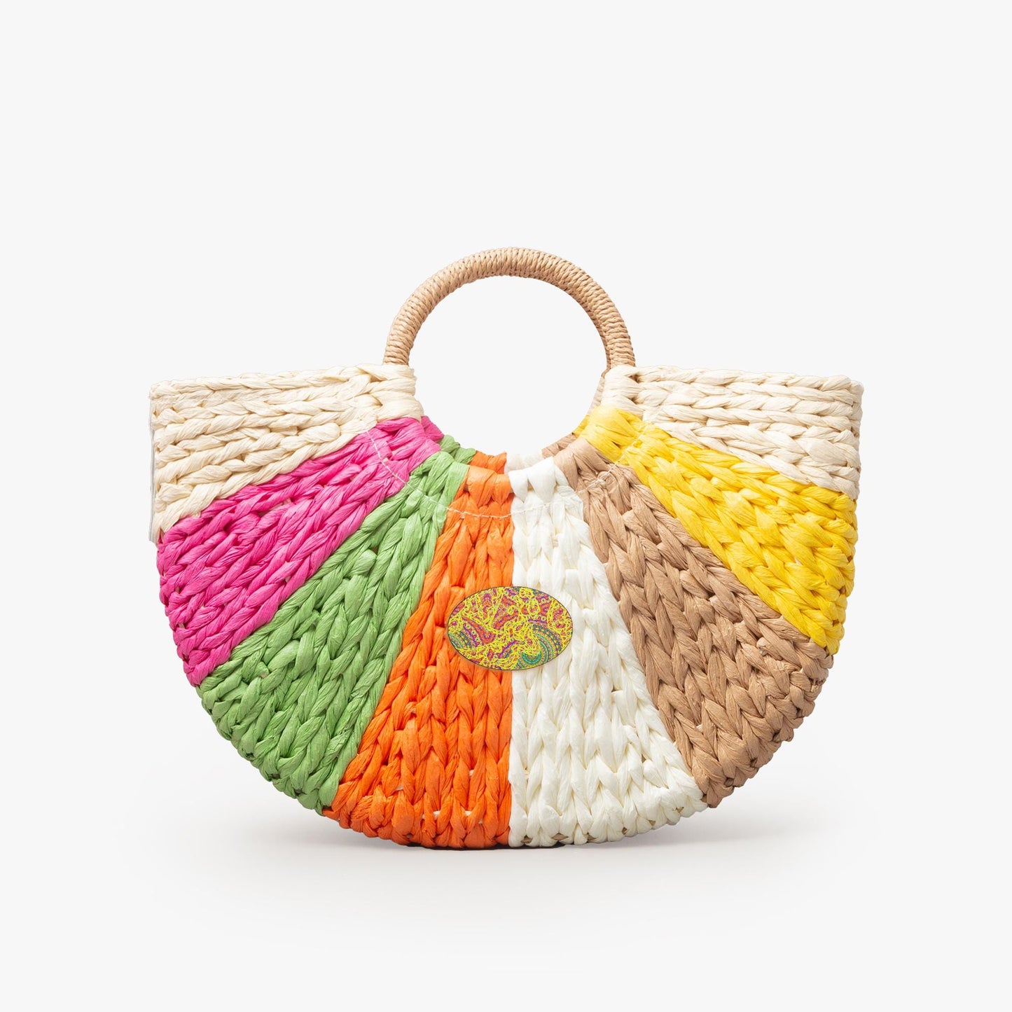Festive Fun Straw Rainbow Handbag