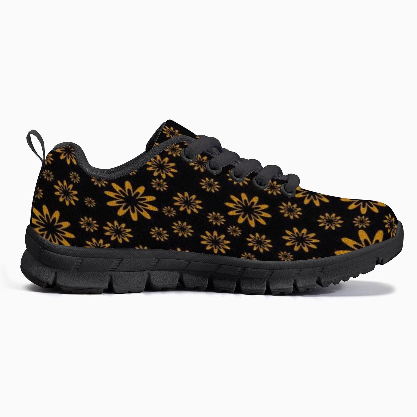 Flower Boomtelyah Kids Lightweight Mesh Sneakers - Black