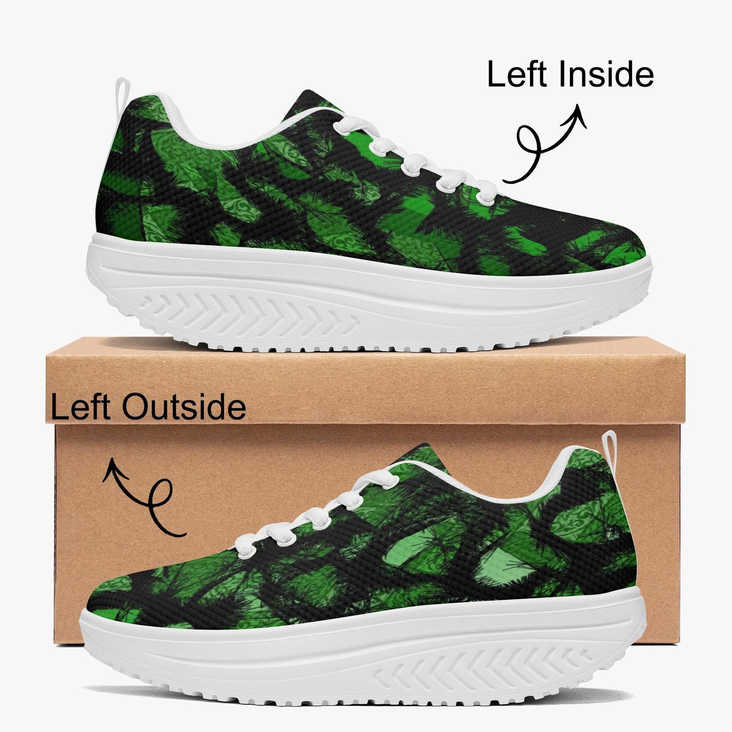 Green Fur Like Casual Women’s Mesh Rocking Shoes