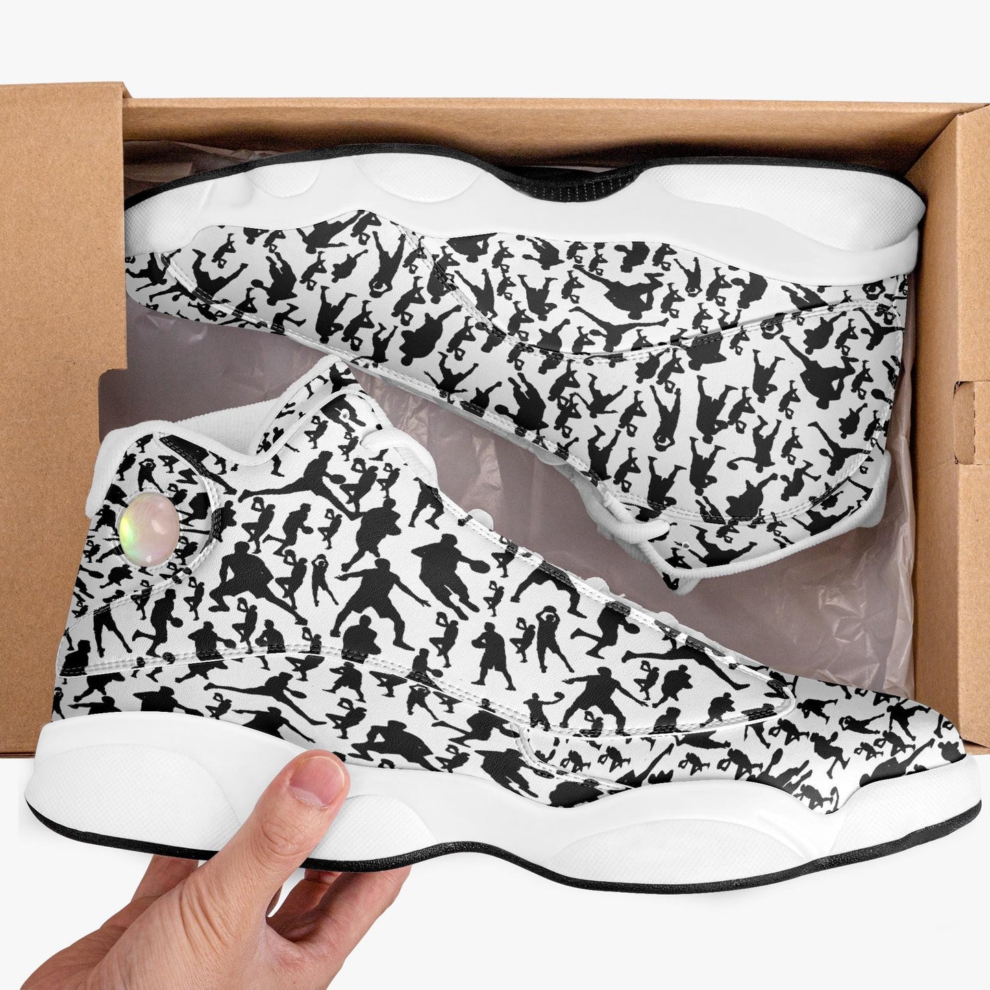 B-Ball Moves High-Top Leather Basketball Sneakers - White