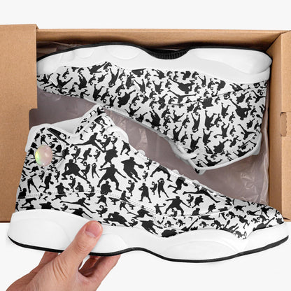 B-Ball Moves High-Top Leather Basketball Sneakers - White