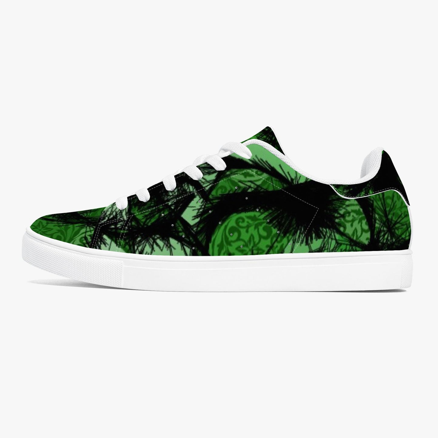 Green Fur Like  Classic Low-Top Leather Sneakers - White/Black
