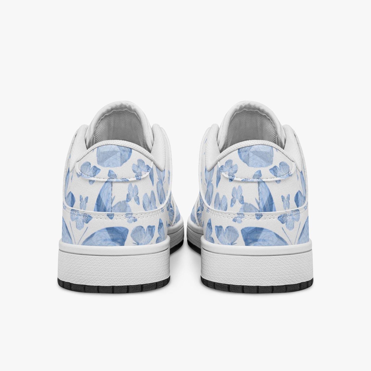 Blue Butterflies in White Dunk Stylish Low-Top Leather Sneakers