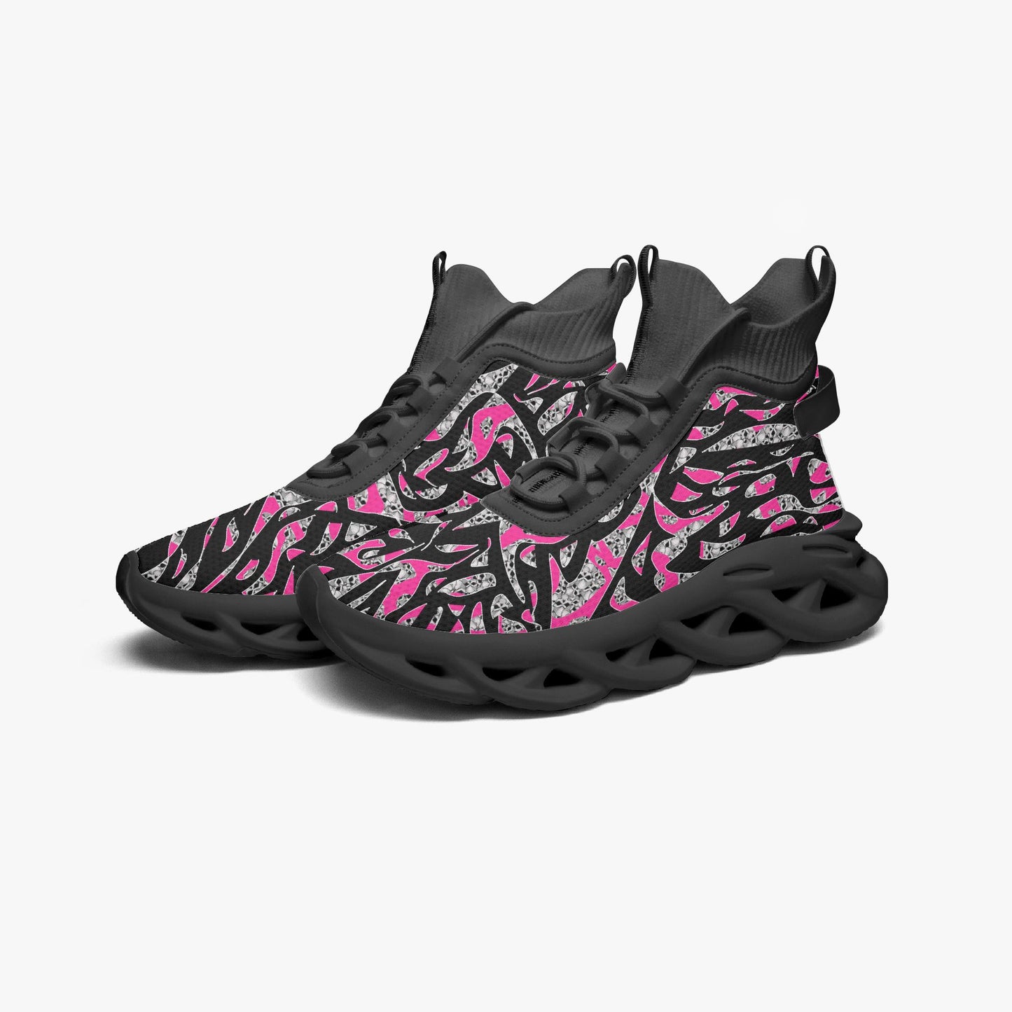 Skullfetti High-top Bounce Mesh Knit Sneakers