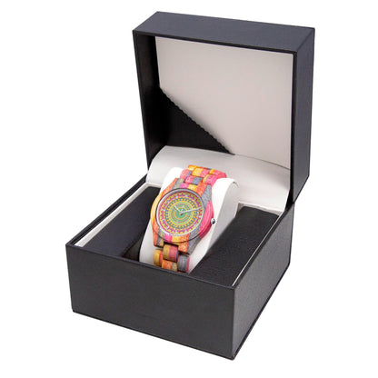 Heavenly Camouflage Wooden Watch - Grey&Pink