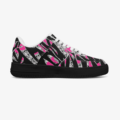 Skullfetti Low-Top Leather Sports Sneakers - Black Sole