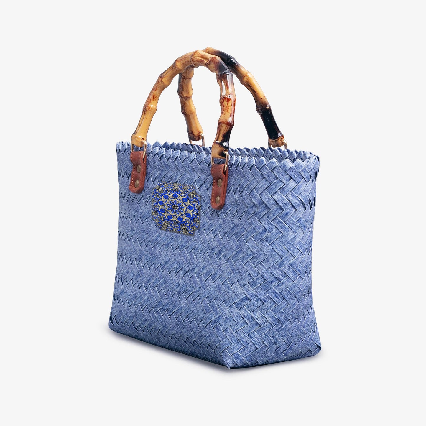 Blue Breeze Woven Basket Bag