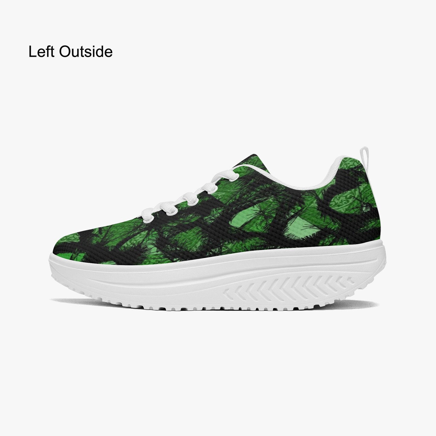 Green Fur Like Casual Women’s Mesh Rocking Shoes