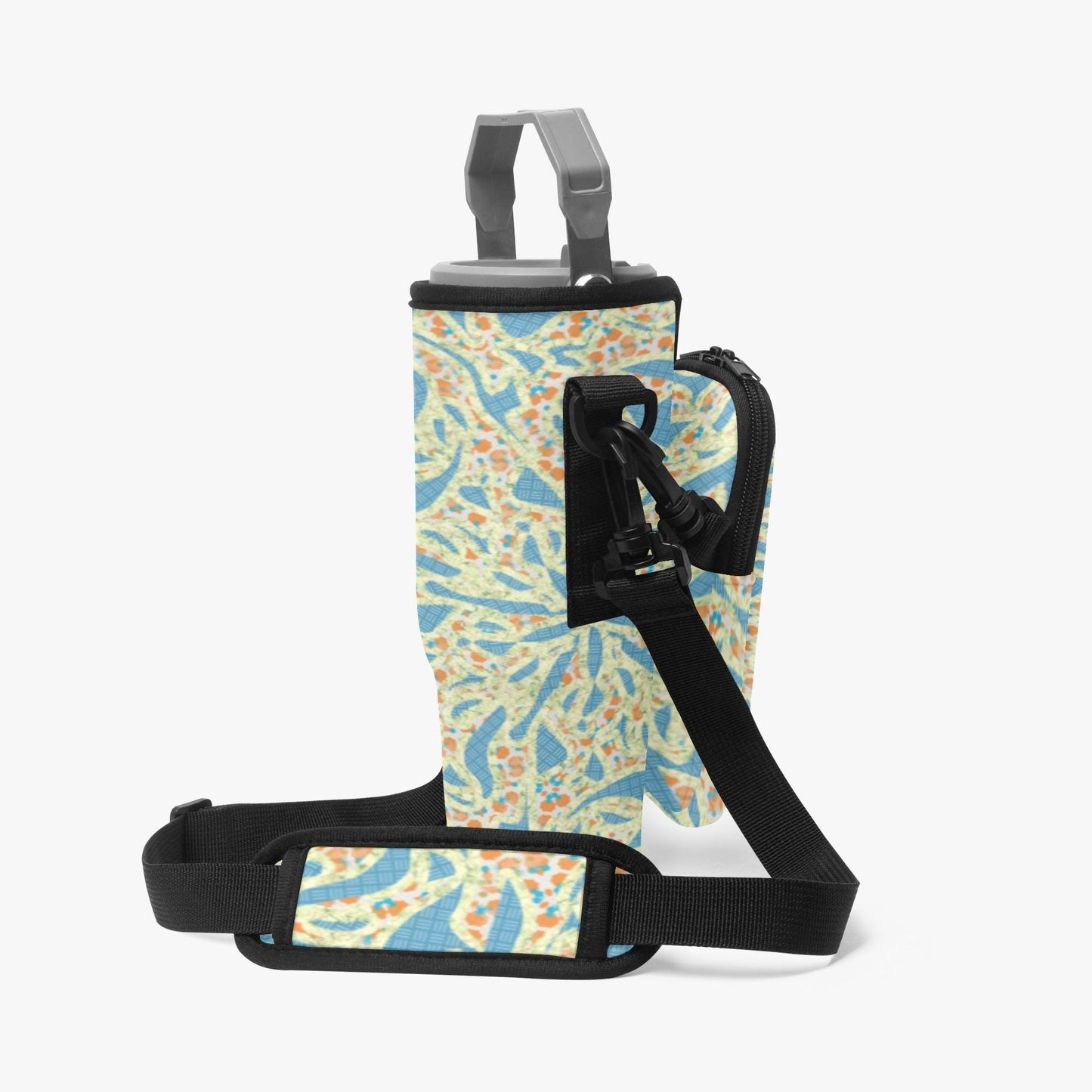 Green & Blue Lava Tumbler Sleeve with Phone Holder