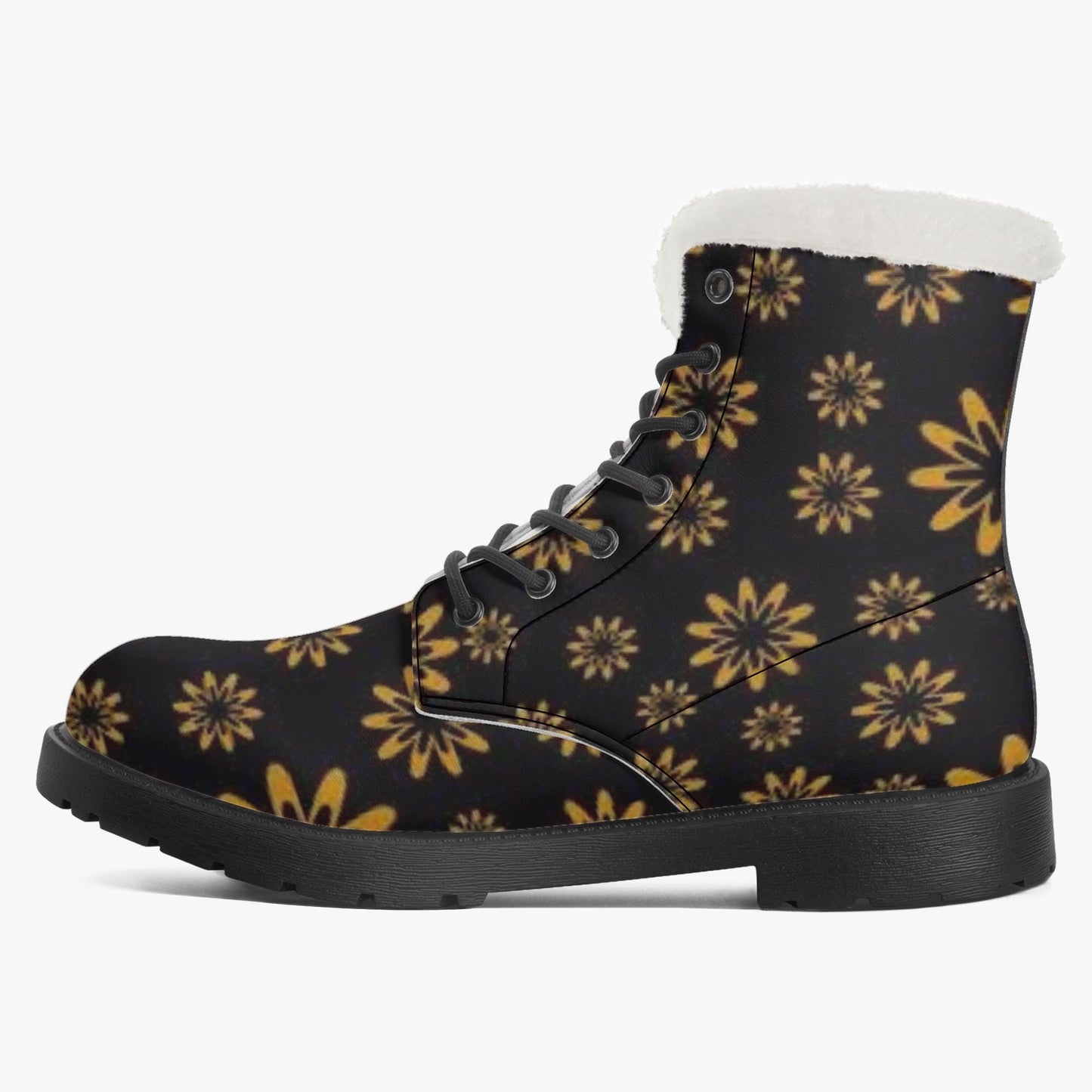 Flower Boomtelyah Faux Fur Leather Boots