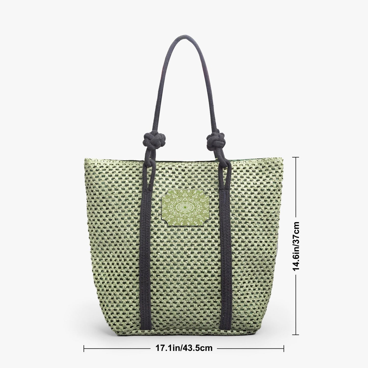 Green Sensation Woven Large Tote Shoulder Bag