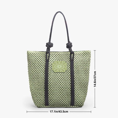 Green Sensation Woven Large Tote Shoulder Bag