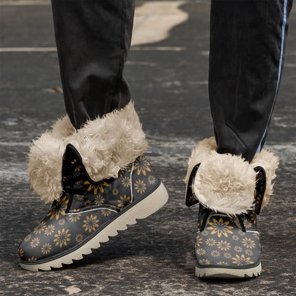 Flower Boomtelyah Cotton-pad Fur Lining Boots