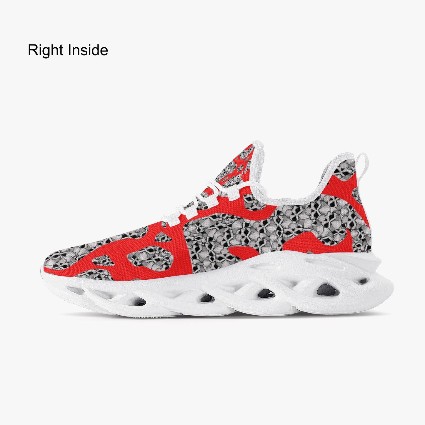Skulls In Red Bounce Mesh Knit Sneakers - White