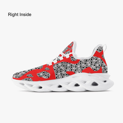 Skulls In Red Bounce Mesh Knit Sneakers - White