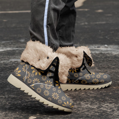 Flower Boomtelyah Cotton-pad Fur Lining Boots