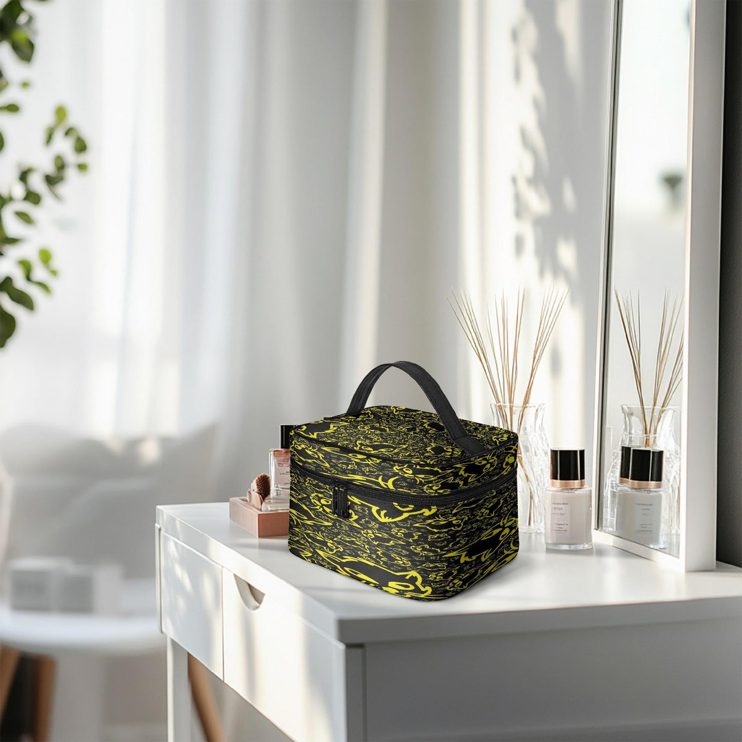 Black Yellow Mellow Travel Makeup Bag
