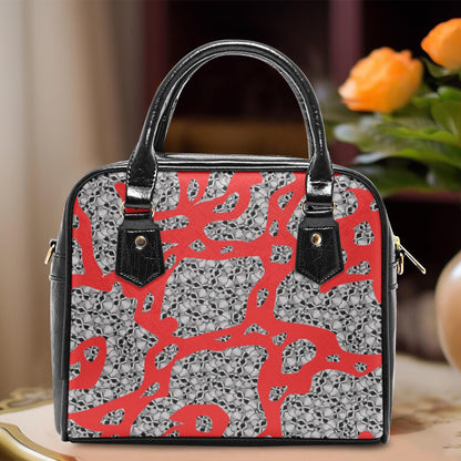 Skulls In Red Casual Leather Saddle Bag