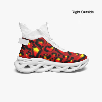 Vibrant Animal Print High-top Bounce Mesh Knit Sneakers