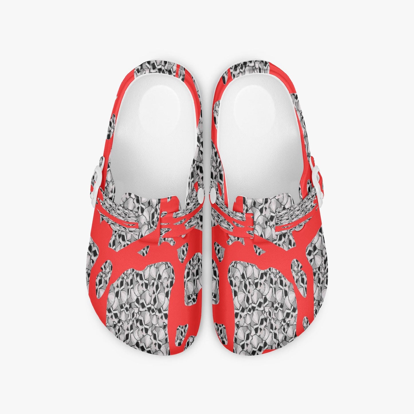 Skulls In Red EVA Nurse Clogs
