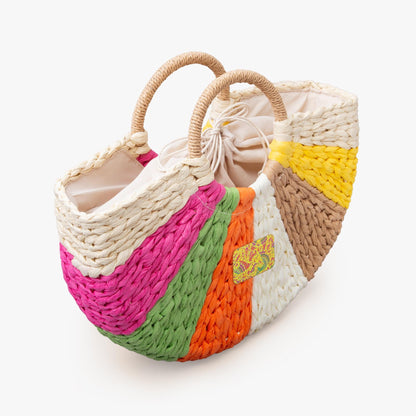 Festive Fun Straw Rainbow Handbag