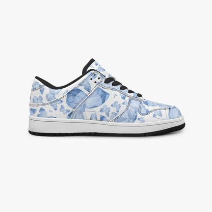 Blue Butterflies in White Dunk Stylish Low-Top Leather Sneakers