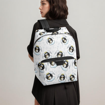 Penguin Angel Zipper-up Leather Backpack