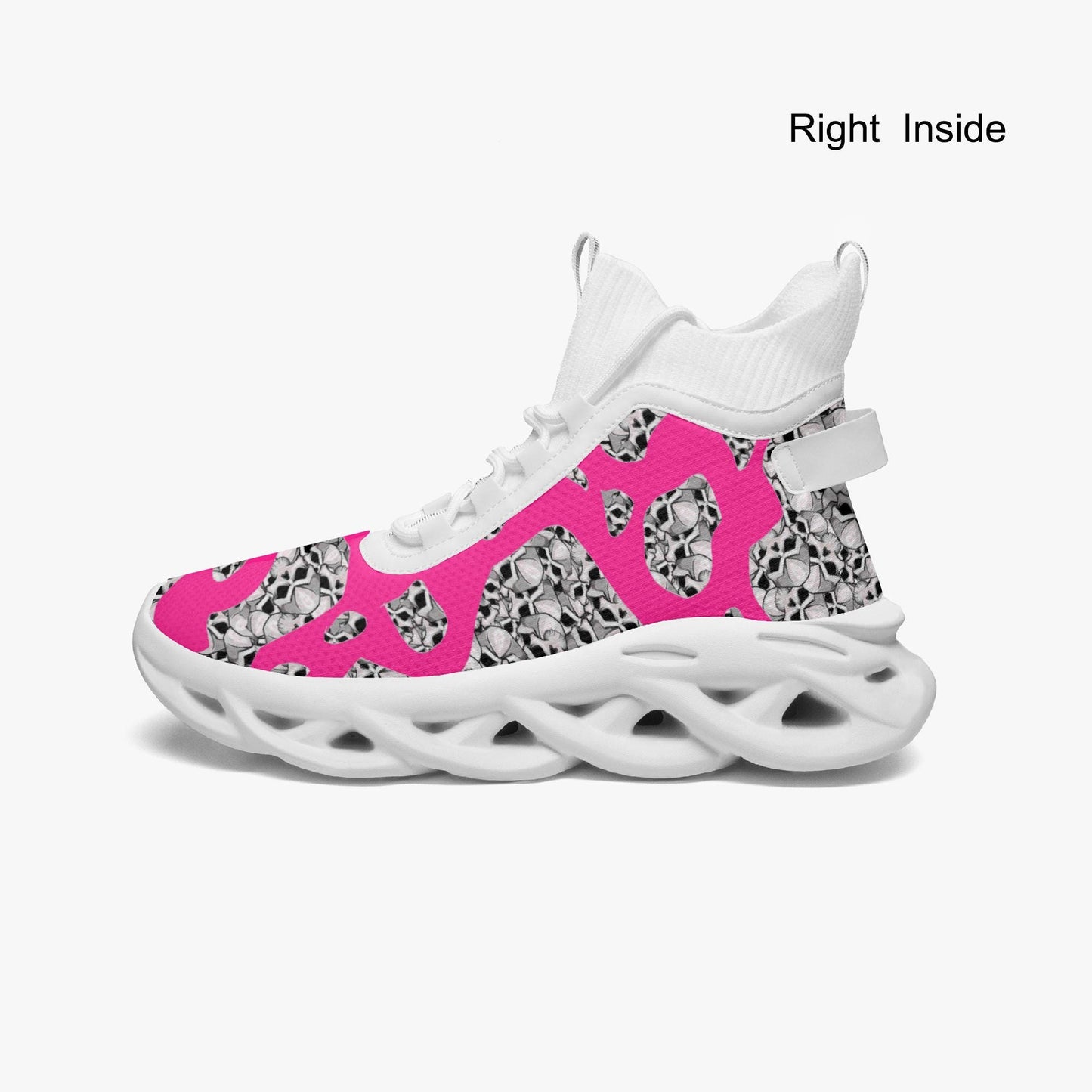 Skulls In Pink High-top Bounce Mesh Knit Sneakers