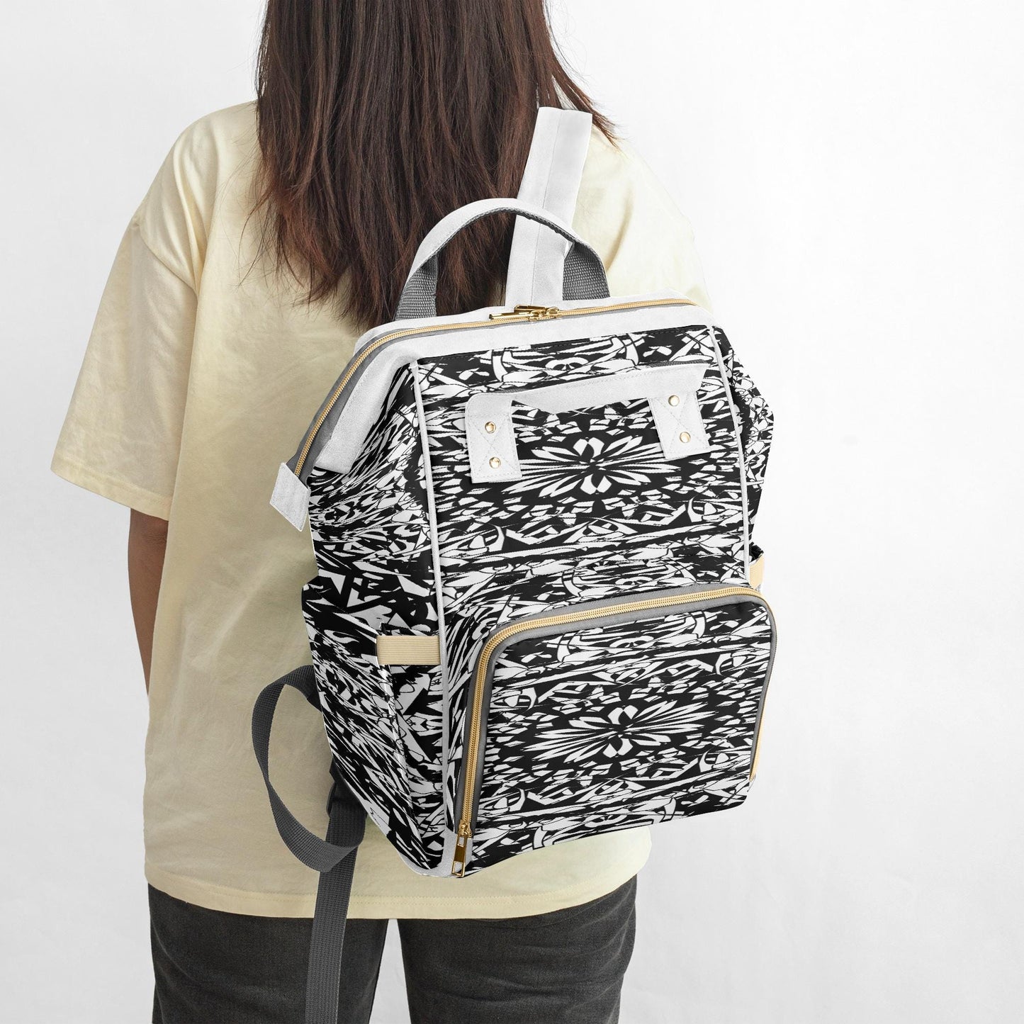 Flower Bloom In Black Baby Momaz Diaper Backpack