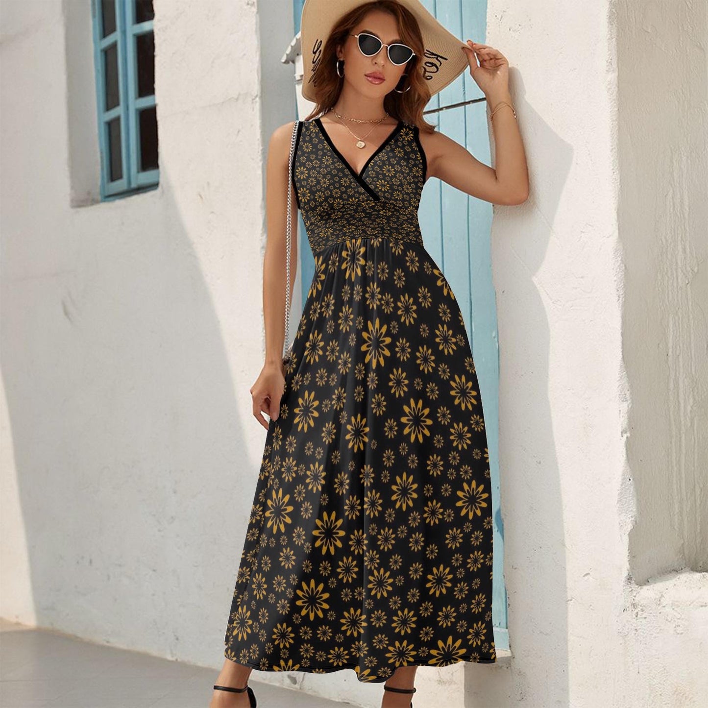 Flower Boomtelyah V-neck Sleeveless Dress