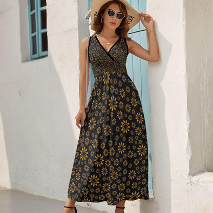 Flower Boomtelyah V-neck Sleeveless Dress