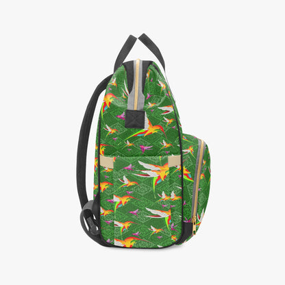 Humming Birds In Plaid Green Diaper Backpack