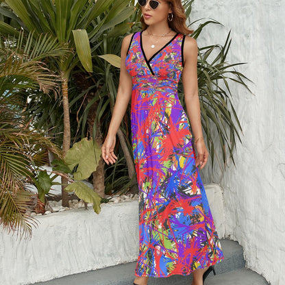 Splash Out V-neck Sleeveless Dress