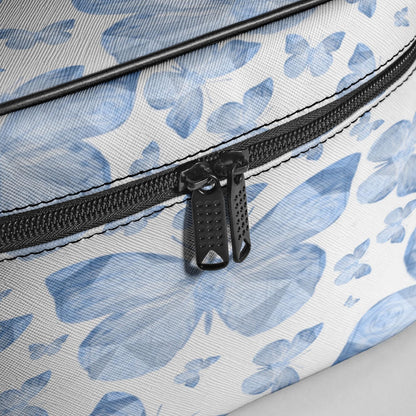 Blue Butterflies In White Travel Makeup Bag