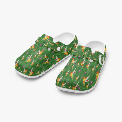 Humming Birds In Green EVA Nurse Clogs