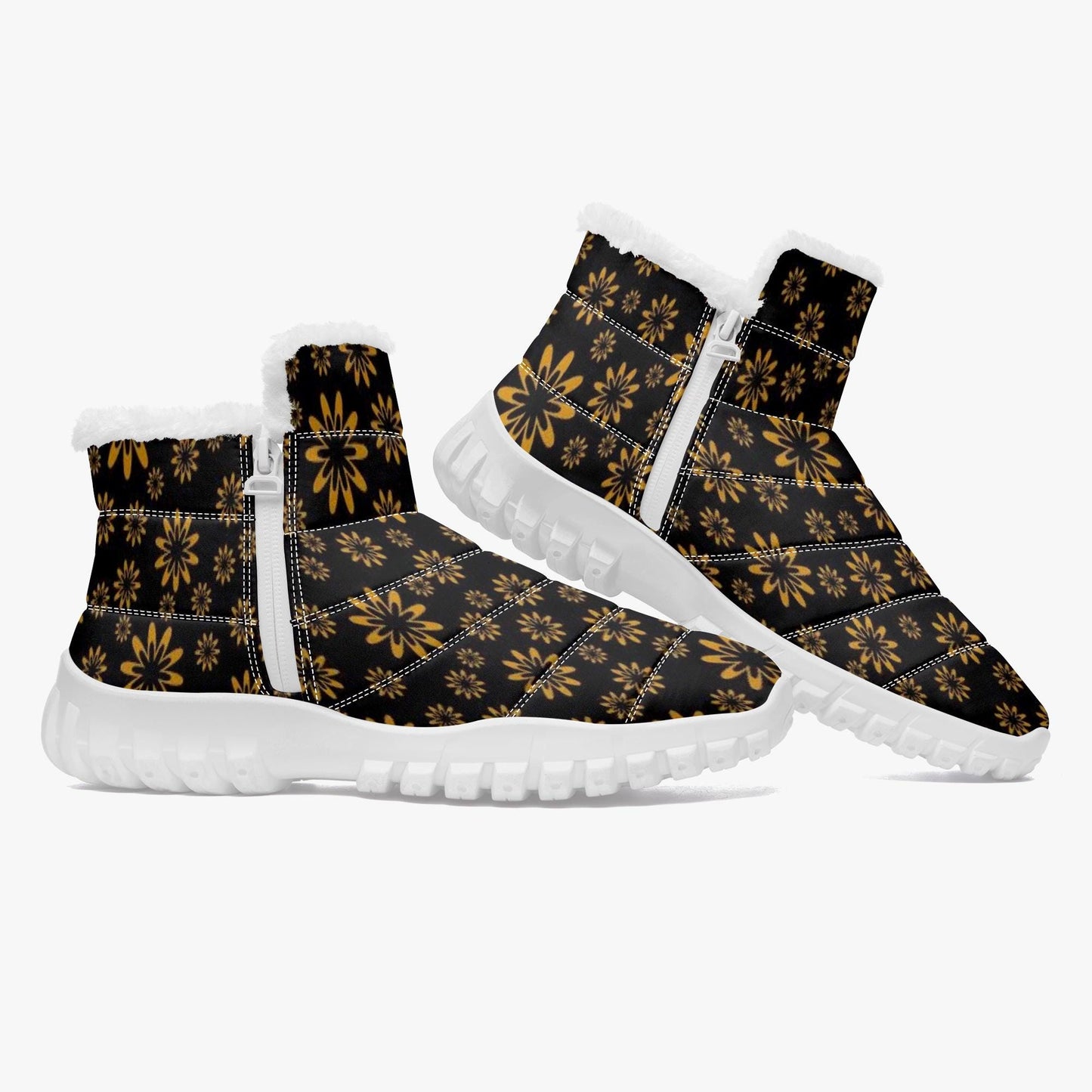 Flower Boomtelyah Cotton-pad Fur Zipper Up Boots